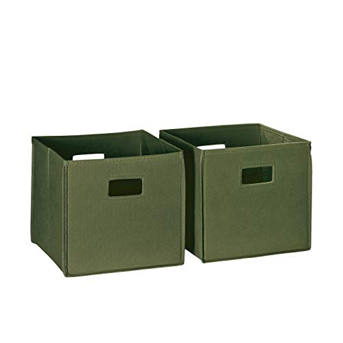 RiverRidge Folding Storage Bins with Handles Olive Cube Storage Organizer for Closet, Bedroom & Playroom - Closet Organizers and Storage Set of 2 - Image 1
