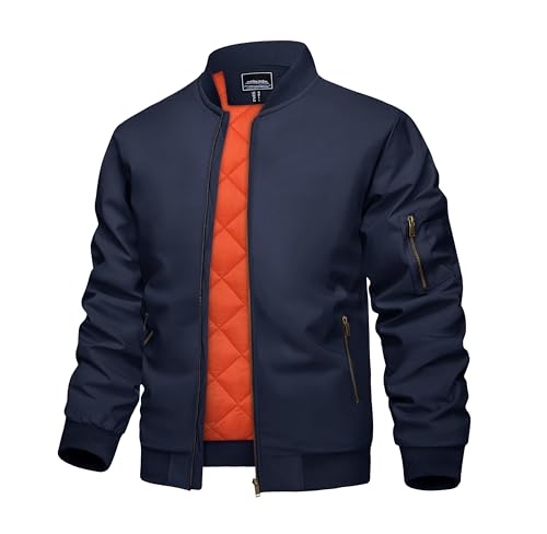 KEFITEVD Varsity Jackets for Men Winter Jackets for Men Bomber Outerwear Full Zip College Jacket Warm Padded Coats Windproof Jacket