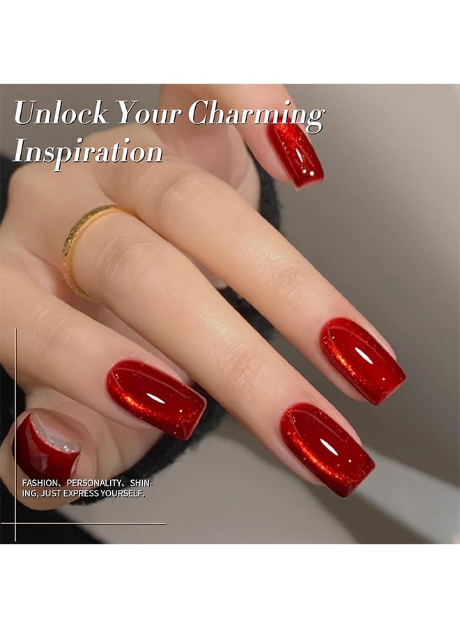 UR SUGAR Gel Polish, Soak-Off UV/LED, Red Cat Magnetic Gel, Glitter Gel Nail Polish For Salon DIY At Home - Image 4