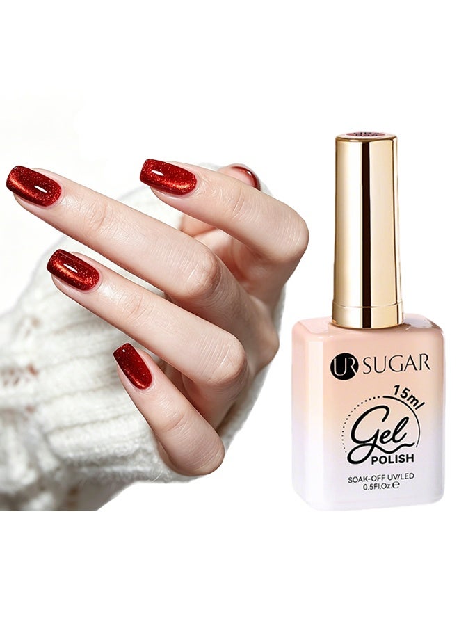 UR SUGAR Gel Polish, Soak-Off UV/LED, Red Cat Magnetic Gel, Glitter Gel Nail Polish For Salon DIY At Home - Image 1