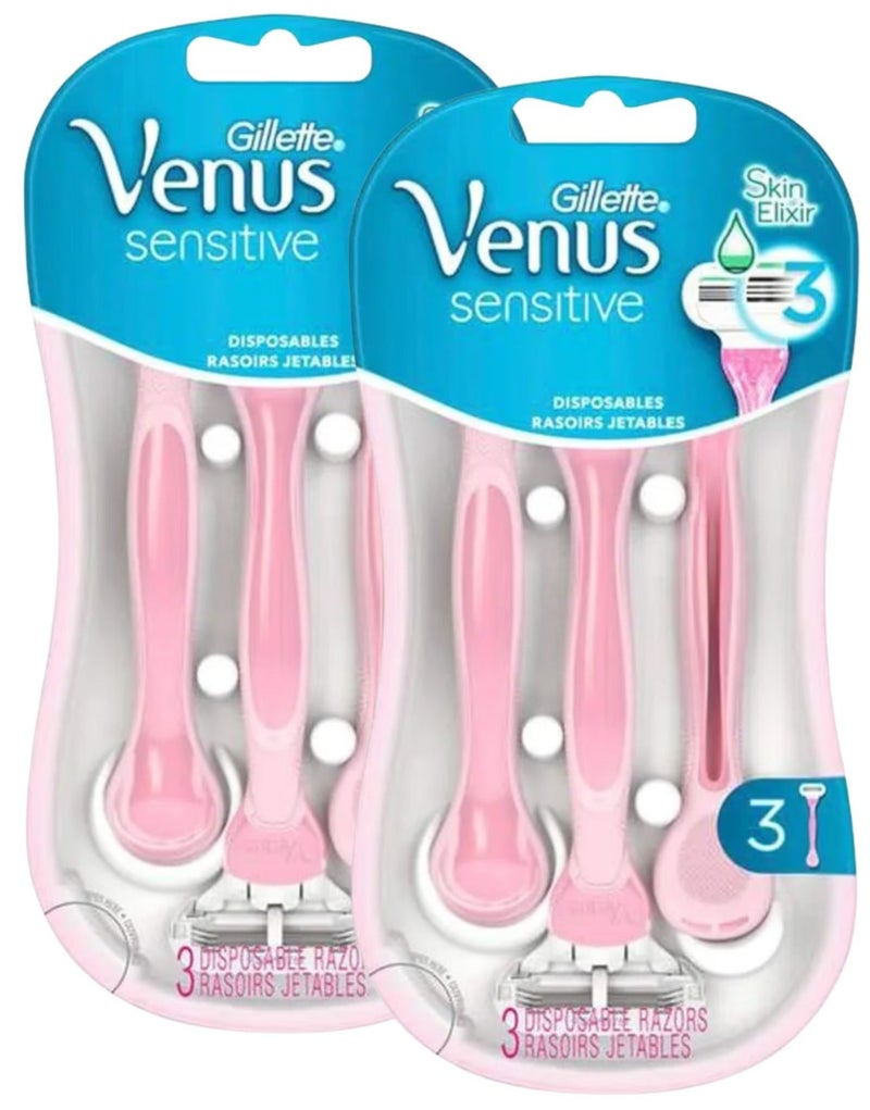مجموعة شفرات حلاقة جيليت فينوس سينسيتيف 3 قطع - حلاقة ناعمة ولطيفة للبشرة الحساسة، عبوة من قطعتين - Image 1