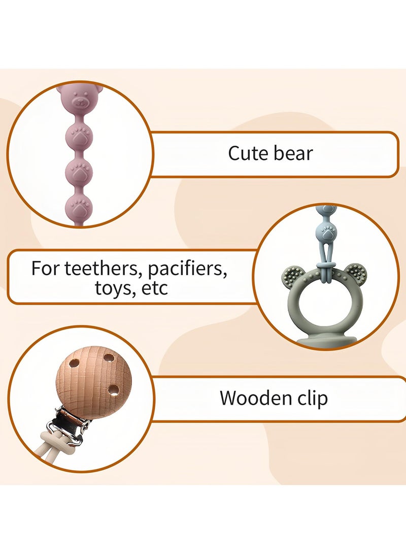 Mr. Penda Silicone Bear Shaped Pacifier Clips with Clear Protective Boxes, BPA Free Pacifier Holder Clip for Baby Boys and Girls, Shower, Newborn Gift (Grey, White) - Image 4