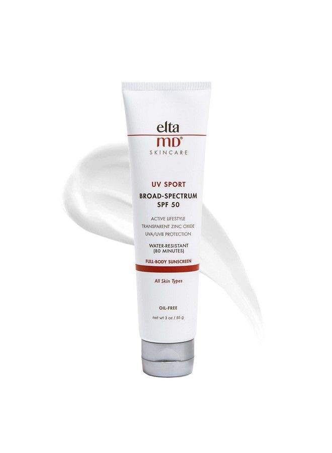 EltaMD Uv Sport Body Sunscreen Spf 50 Sport Sunscreen Lotion Sweat Resistant And Water Resistant Up To 80 Minutes Formulated With Zinc Oxide Oil Free Full Body Sunscreen 3 Oz Tube - Image 1