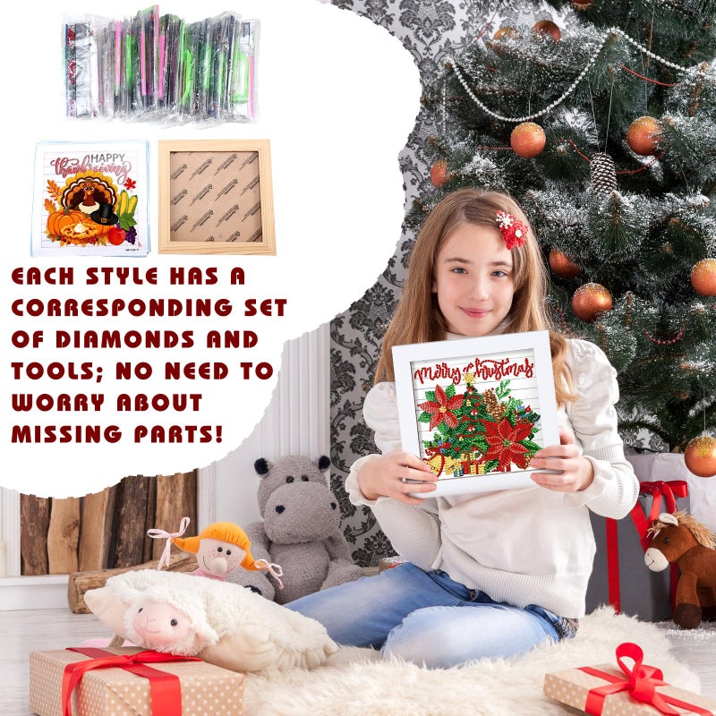 Trandraft 13 Pcs Interchangeable Holiday Small Diamond Art Kits for Adults 5D Seasonal Diamond Painting Calendar 2026 with Frame for Holiday Table Decor Art Craft Gift(Lively Style) - Image 2