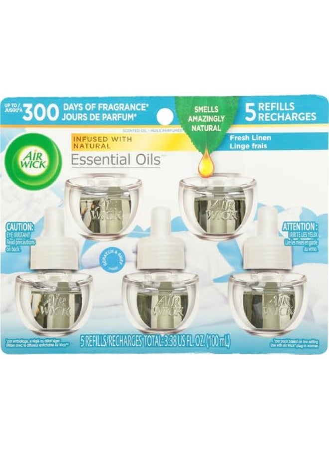 Air Wick عبوة إعادة تعبئة الزيوت العطرية من Plug In، 5 قطع، معطر هواء من الزيوت العطرية المنعشة من الكتان  - Image 2