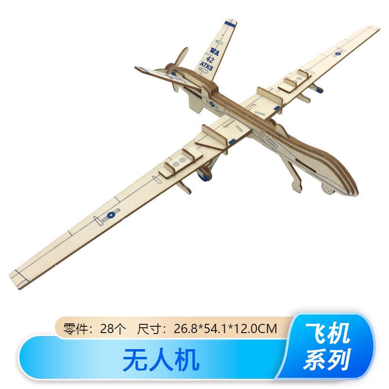 New J-20 Fighter Model Wooden Plane Ornaments Wooden Three-Dimensional Puzzle Boys Diy Toy - Image 1
