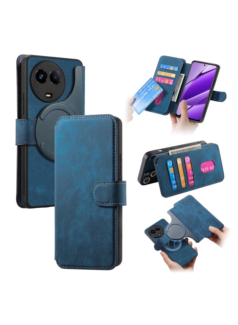 general Protective case for Realme 11, Magnetic detachable flip case PU material, card insertion design, precise fit, anti-scratch and wear-resistant.