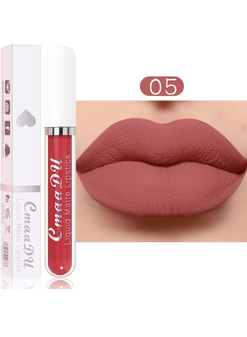 CmaaDu 1pc Liquid Lipstick Lip Gloss, Waterproof Nude Lipstick, Non Fade Long Lasting Color Matte, Natural Formula Hydrating Lip Liner Pens for Multiple Occasions, (Color Matte Lip Gloss_05) - Image 1