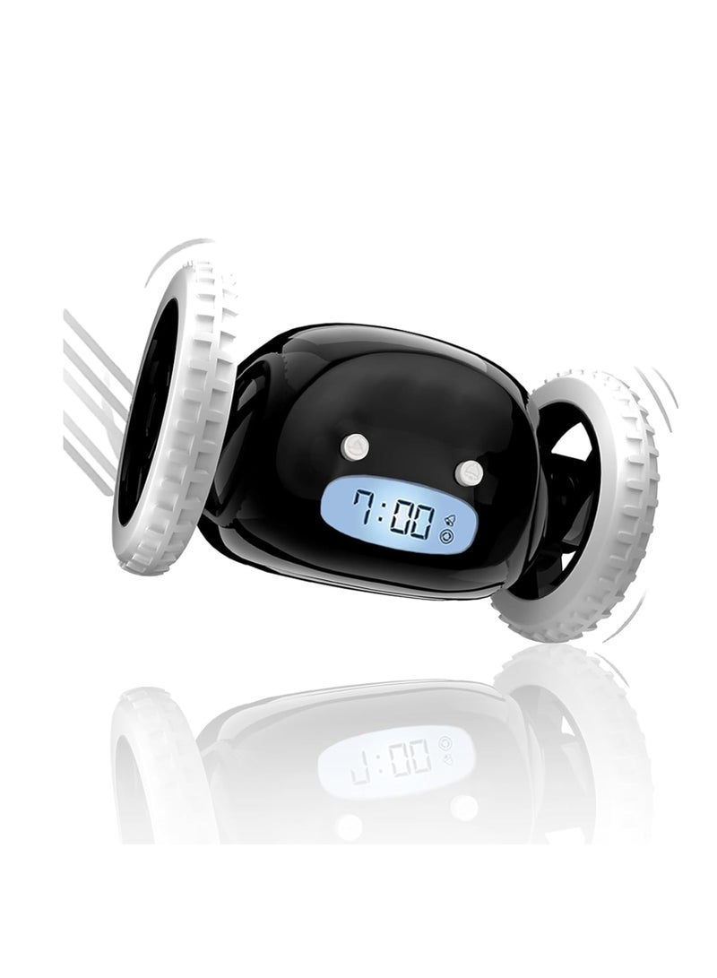 Rightsure Digital Alarm Clock,Loud Alarm Clock with Wheels for Heavy Sleepers (Adults Kids Teens Bedroom), Run Away, Annoying, Jump, Roll,Digital- Funny Gift (black) - Image 1