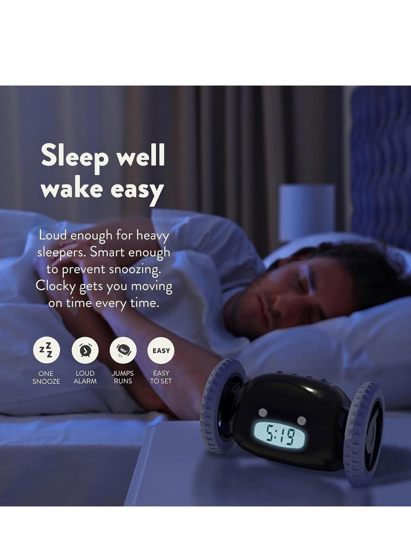 Rightsure Digital Alarm Clock,Loud Alarm Clock with Wheels for Heavy Sleepers (Adults Kids Teens Bedroom), Run Away, Annoying, Jump, Roll,Digital- Funny Gift (black) - Image 3