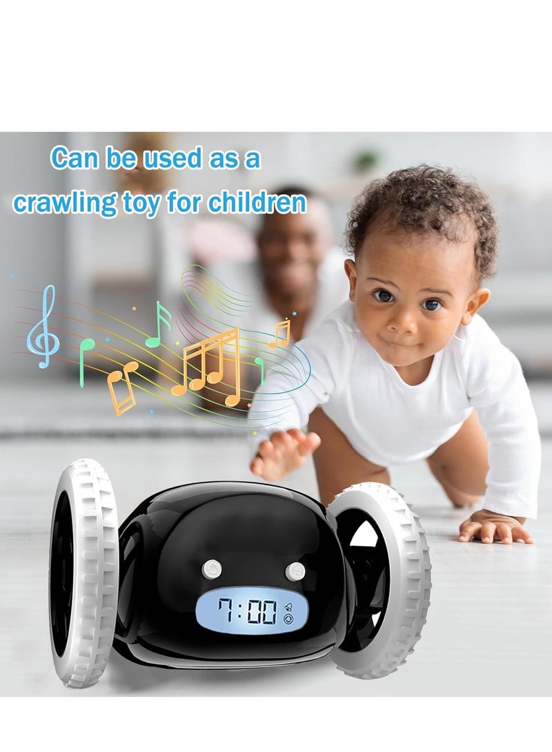 Rightsure Digital Alarm Clock,Loud Alarm Clock with Wheels for Heavy Sleepers (Adults Kids Teens Bedroom), Run Away, Annoying, Jump, Roll,Digital- Funny Gift (black) - Image 5