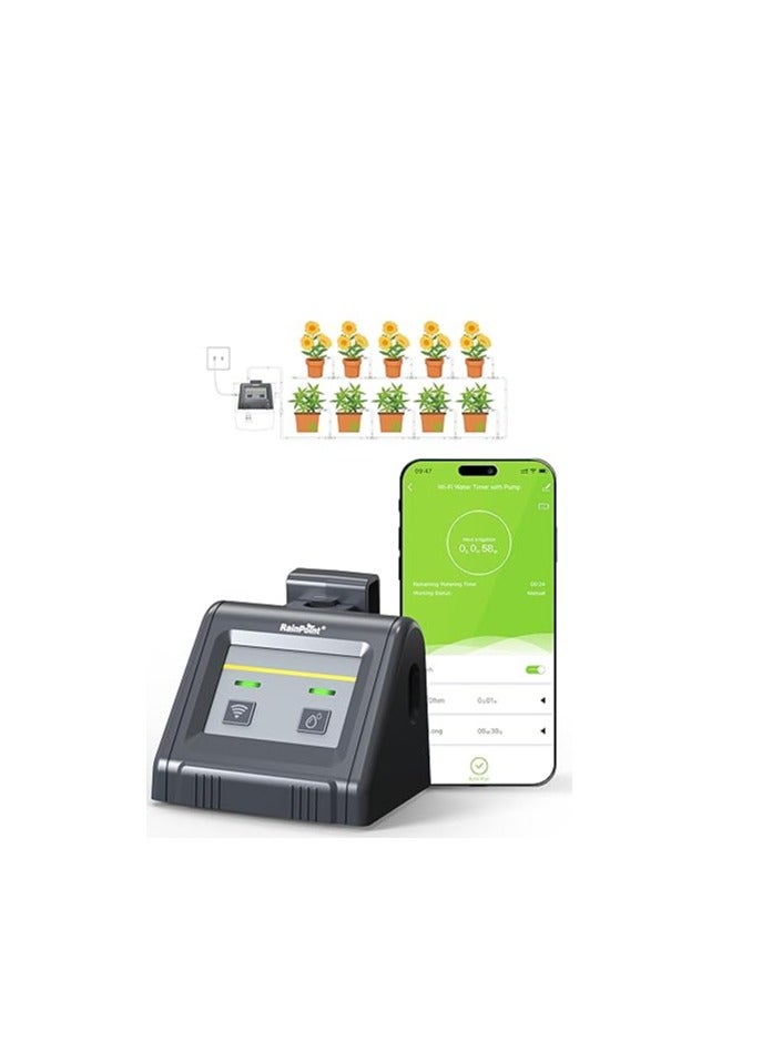RAINPOINT RAINPOINT WLAN Automatic Irrigation System, Drip Irrigation Set, Water Volume Adjustable, Can Water 10 Plants, App Remote Control, Holiday Watering System for Indoor Plants, Potted Plants
