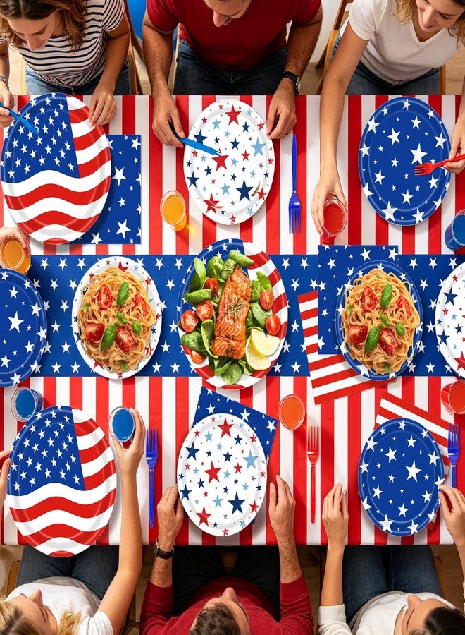 REDWORD 4th of July Decorations, 119PCs Fourth of July Party Supplies-Serves 24 with 250th Independence Day Plates and Napkins Tablecloth and USA Banner Forks Balloons for Patriotic Party Decorations - Image 5