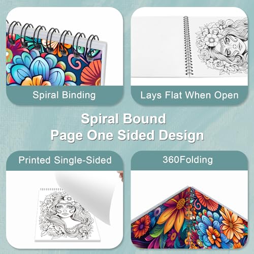 CKMOREL Sugar Skull Women Coloring Book for Adult Spiral Bound, Adult Coloring Book for Women Relaxation, Thick Paper 24 Pages One Sided Design, Mindfulness Easter Gifts for Adults - Image 2
