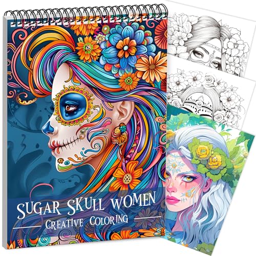 CKMOREL Sugar Skull Women Coloring Book for Adult Spiral Bound, Adult Coloring Book for Women Relaxation, Thick Paper 24 Pages One Sided Design, Mindfulness Easter Gifts for Adults - Image 1