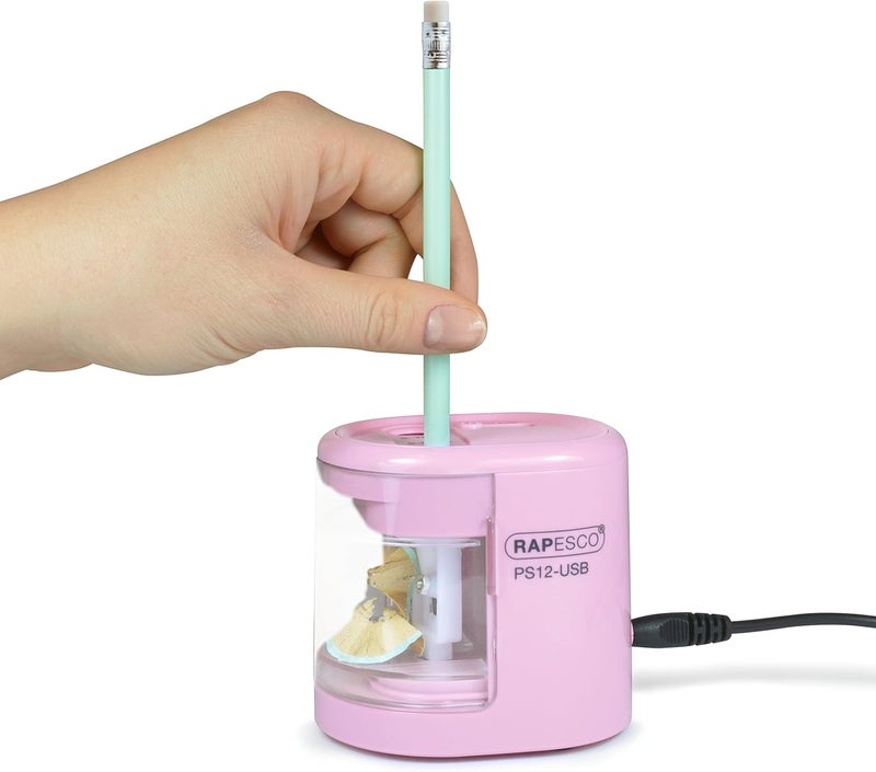 RAPESCO 1446 Automatic Electric USB/Battery Pencil Sharpener, Candy Pink - Image 5