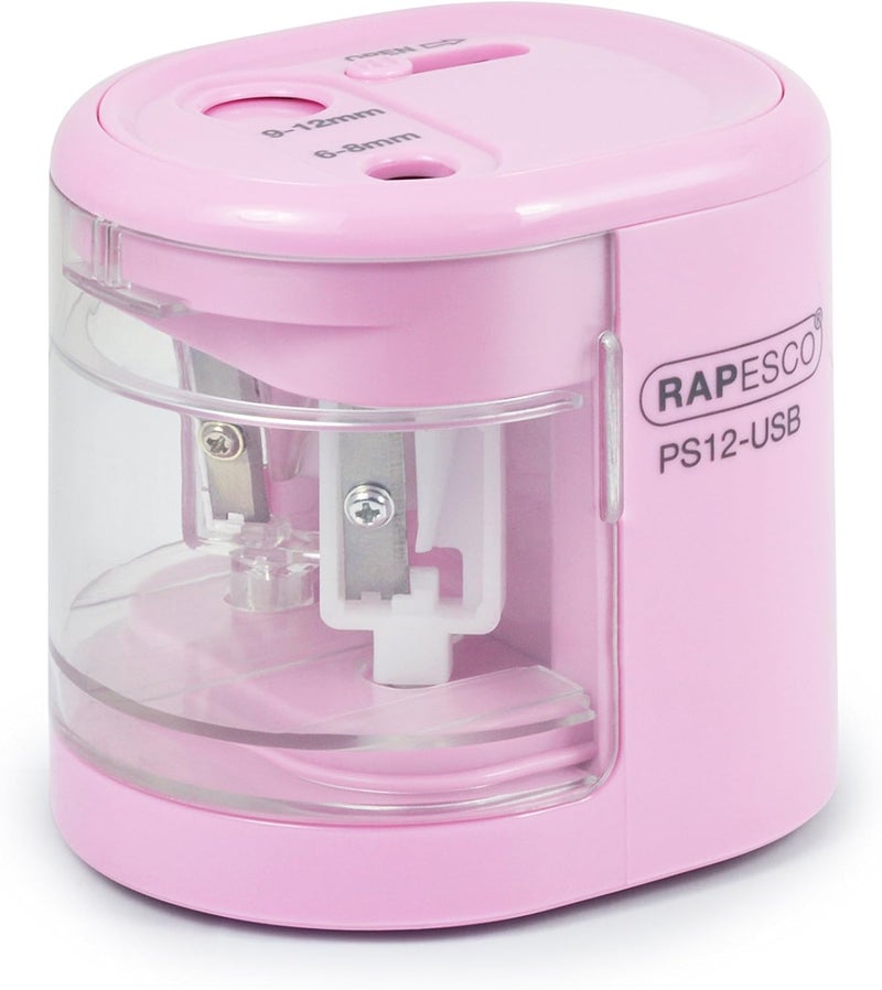 RAPESCO 1446 Automatic Electric USB/Battery Pencil Sharpener, Candy Pink - Image 4