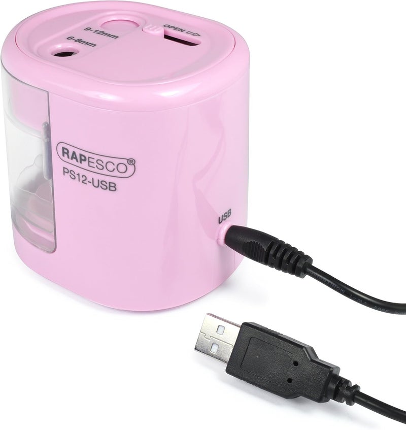 RAPESCO 1446 Automatic Electric USB/Battery Pencil Sharpener, Candy Pink - Image 3