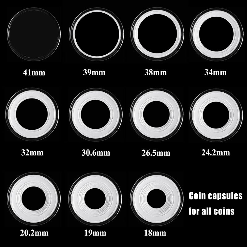 MUDOR 108 Pieces Silver Dollar Coin Holder,Storage Case with Lock for Collectors, 41mm Coin Collection Supplies,10 Size Gasket fits Cent,Nickel,Quarter, Morgan,Silver Eagle - Image 3