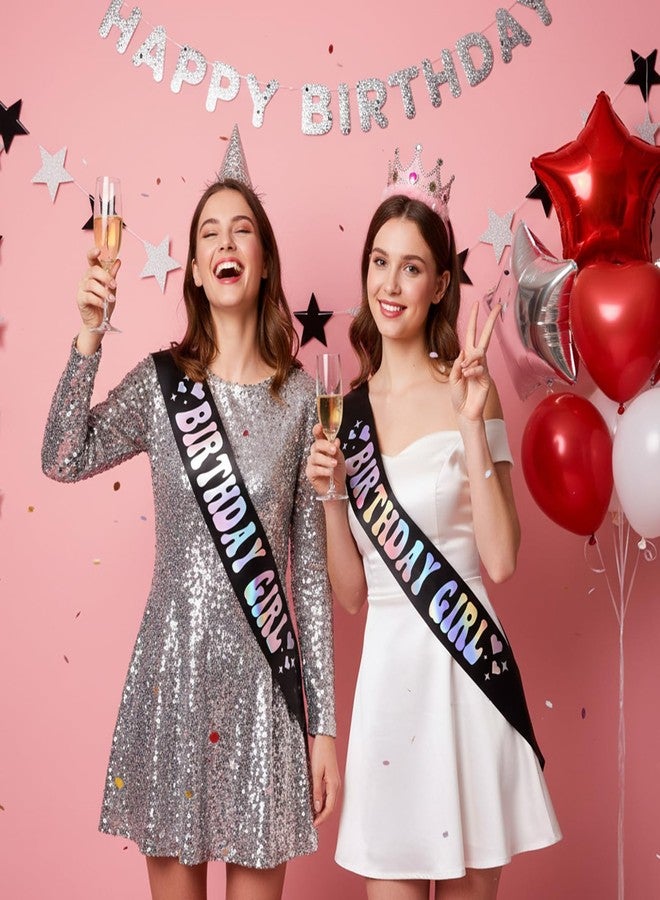 Xyembu Birthday Girl Sash with Iridescent Foil, Happy Birthday Sash, Party Favors Supplies and Decorations for Official Teenager Sweet 16, 18th 21st 30th 40th 50th Birthdays Party - Image 3