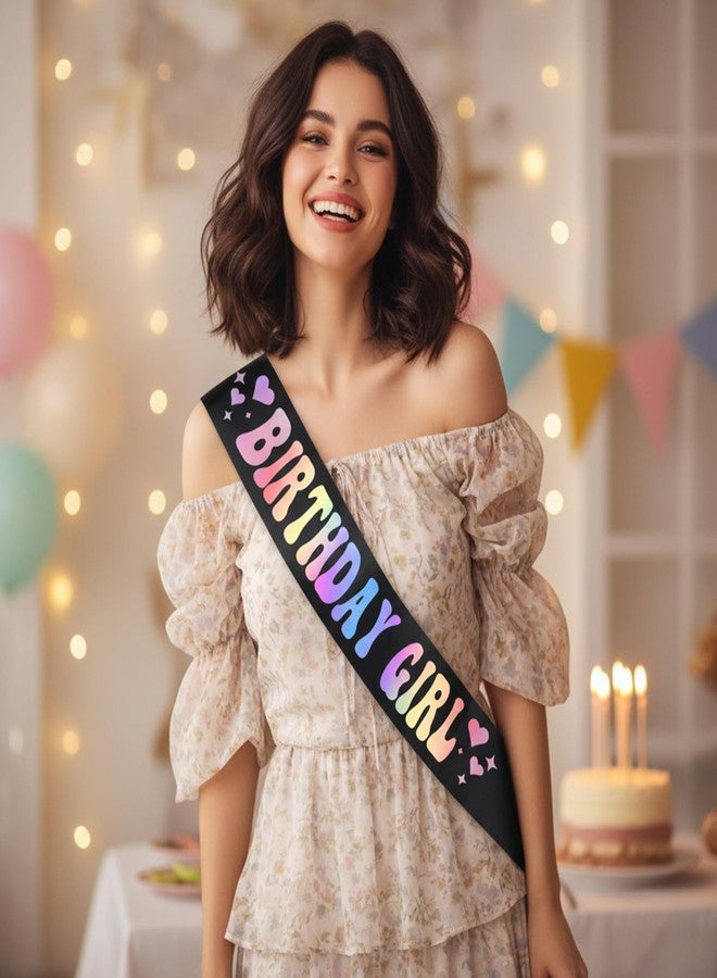 Xyembu Birthday Girl Sash with Iridescent Foil, Happy Birthday Sash, Party Favors Supplies and Decorations for Official Teenager Sweet 16, 18th 21st 30th 40th 50th Birthdays Party - Image 2