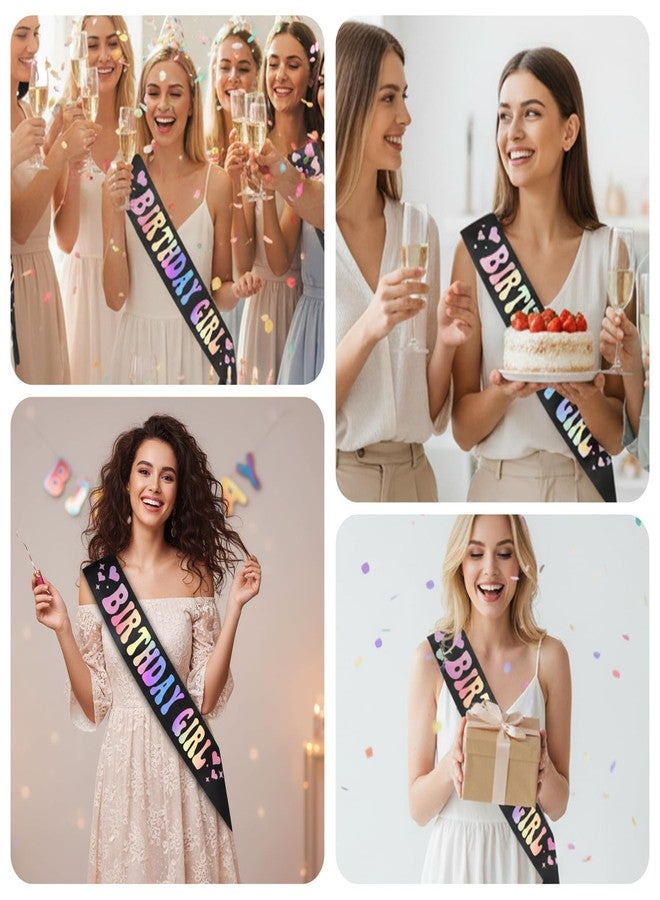 Xyembu Birthday Girl Sash with Iridescent Foil, Happy Birthday Sash, Party Favors Supplies and Decorations for Official Teenager Sweet 16, 18th 21st 30th 40th 50th Birthdays Party - Image 4