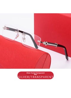 xozgdovg New Card Home Frameless Sunglasses Women's Bag Flower Plate Leg European And American Tide Small Box Men's Glasses 