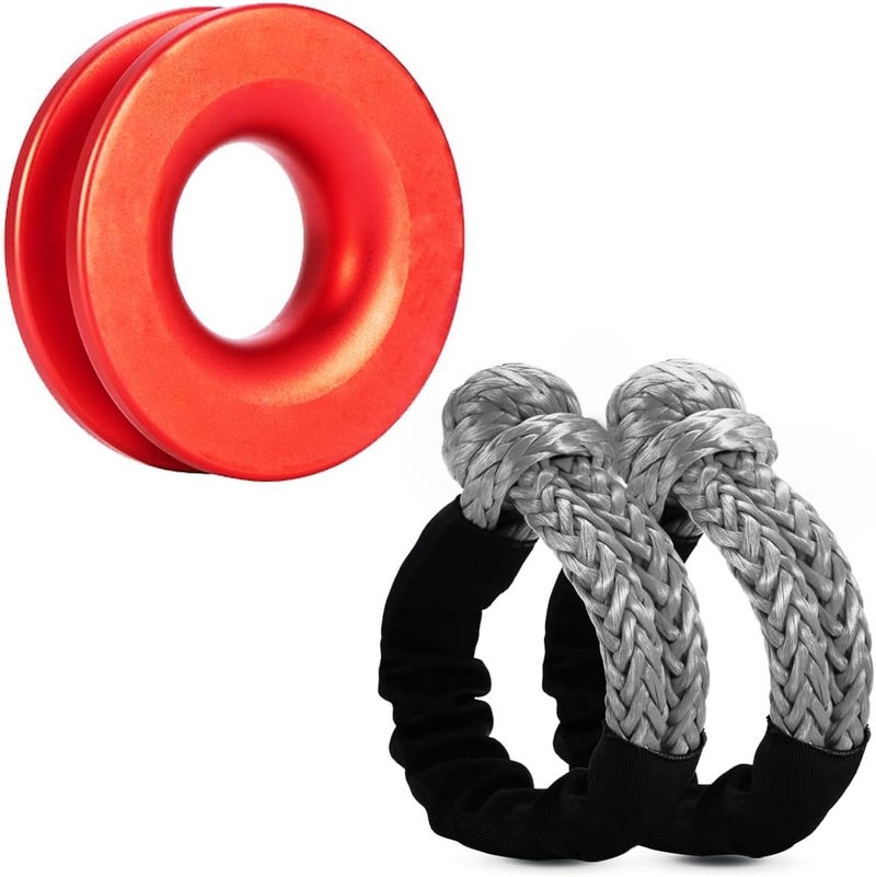SCHTUMPA 2pcs Synthetic Soft Shackles (57,000lbs Max Breaking Strength) 1/2 inch x 22 inch with Red Recovery Ring Kit for Sailing SUV ATV 4X4 Truck Jeep(Grey) - Image 1