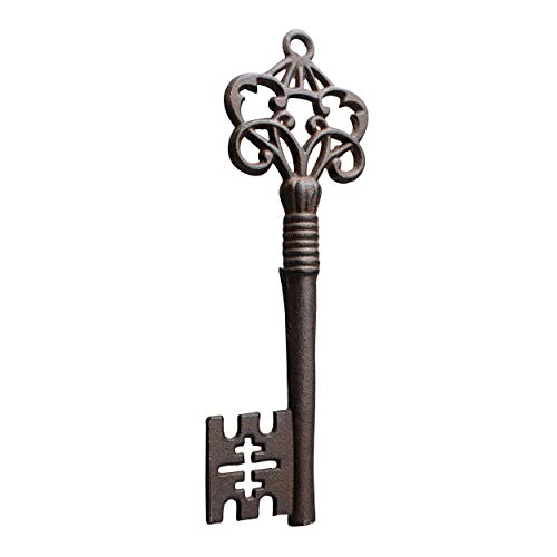 Wallcharmers Large Cast Iron Skeleton Key Wall Decor  Gold Vintage Style Rustic Bronze