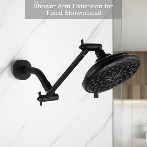 Pichrain Shower Extension Arm for Rain Showerheads, Angle & Height Adjustable, Universal Connector, Easy to Install - Matte Black, 10 Inch - Image 4