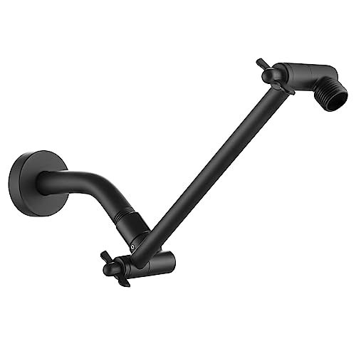 Pichrain Shower Extension Arm for Rain Showerheads, Angle & Height Adjustable, Universal Connector, Easy to Install - Matte Black, 10 Inch - Image 1