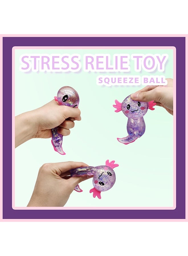 Axolotl Stress Balls for Adults & Kids (1PCS) Cartoon Squishy Fidget Toys Sugar Squishy Balls for Kids Stress Relief Animals Toys Party Favors Easter Basket Stuffers (Purple) - Image 2