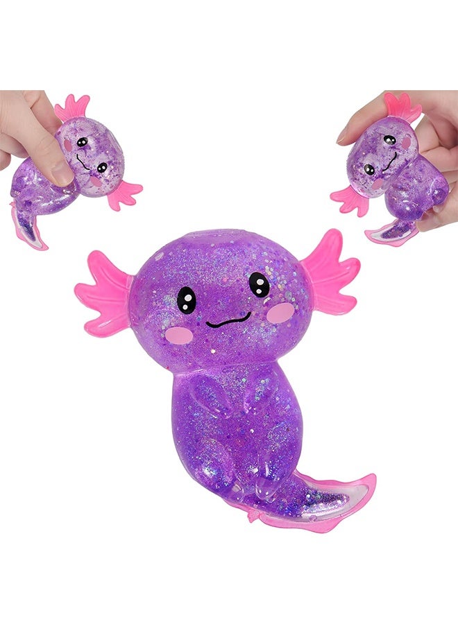Axolotl Stress Balls for Adults & Kids (1PCS) Cartoon Squishy Fidget Toys Sugar Squishy Balls for Kids Stress Relief Animals Toys Party Favors Easter Basket Stuffers (Purple) - Image 1