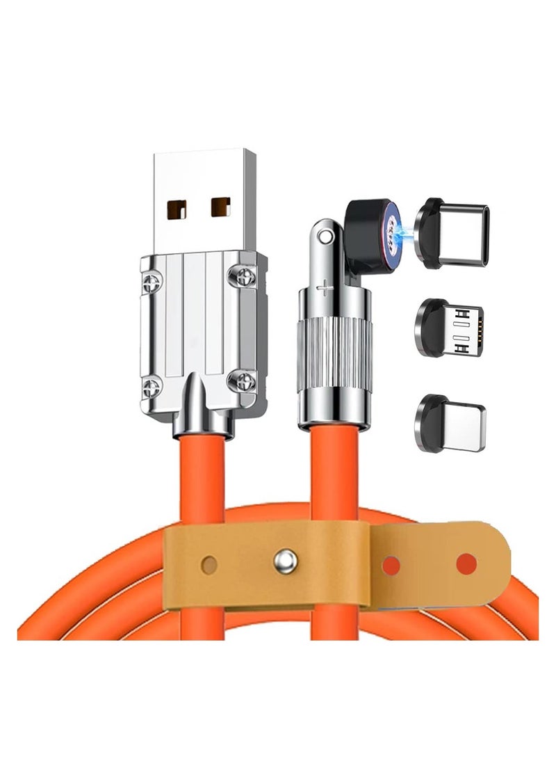 SYOSI 3 in 1 Fast Magnetic Charging Cable, 6.6FT 540° Data Transfer Magnetic USB Cable, Safety Magnet Phone Charger Compatible with Micro USB, Type C Device - Image 1