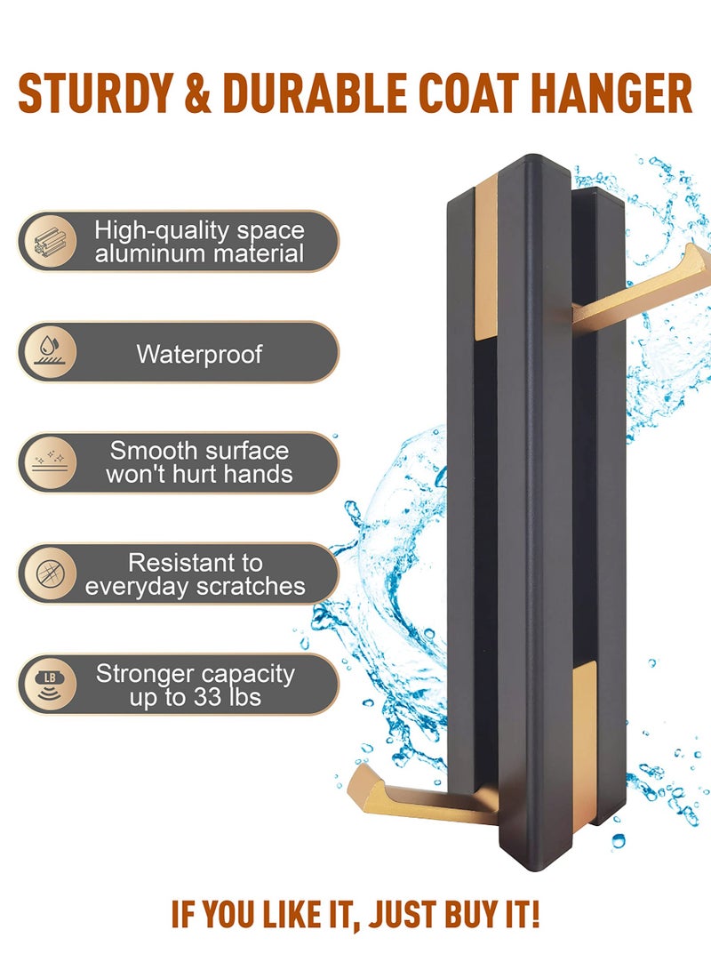 4 HooksWaterproof Towel Robe Hook Black u0026 Gold，Foldable Bathroom Hooks for TowelsWall Mounted,Modern Coat Hook，Adhesive Robe Hooks，for Bath Bedroom Kitchen  Hotel - Image 3