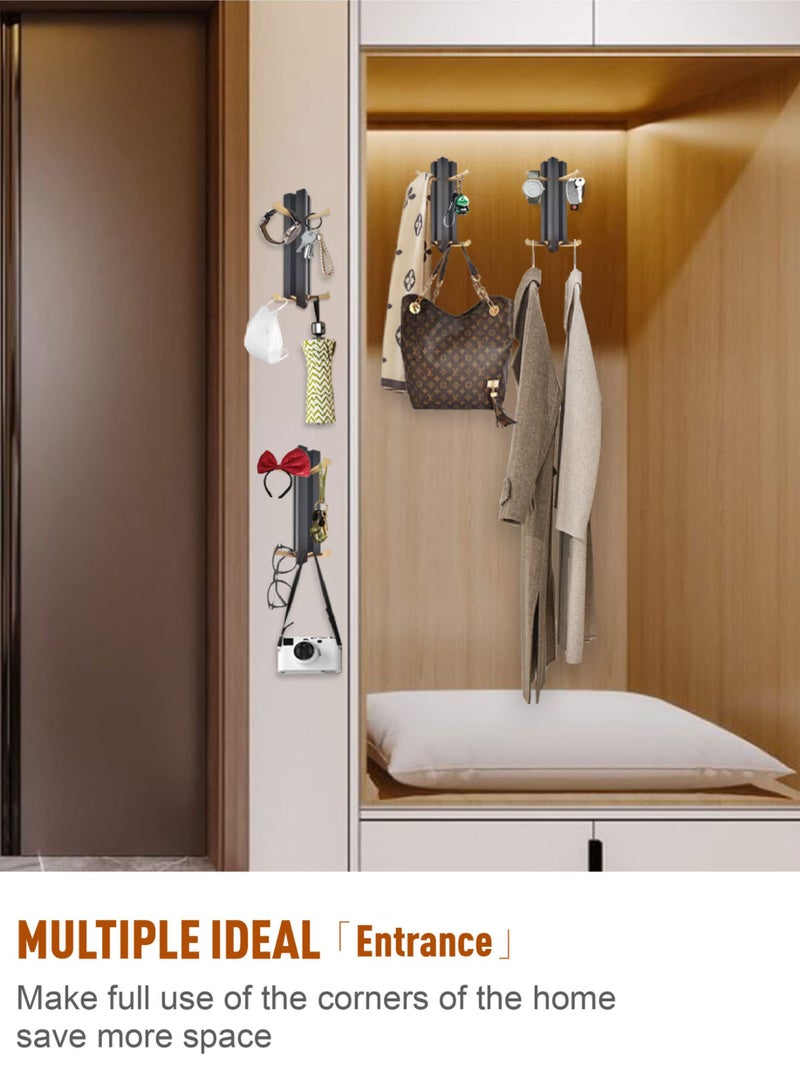 4 HooksWaterproof Towel Robe Hook Black u0026 Gold，Foldable Bathroom Hooks for TowelsWall Mounted,Modern Coat Hook，Adhesive Robe Hooks，for Bath Bedroom Kitchen  Hotel - Image 5