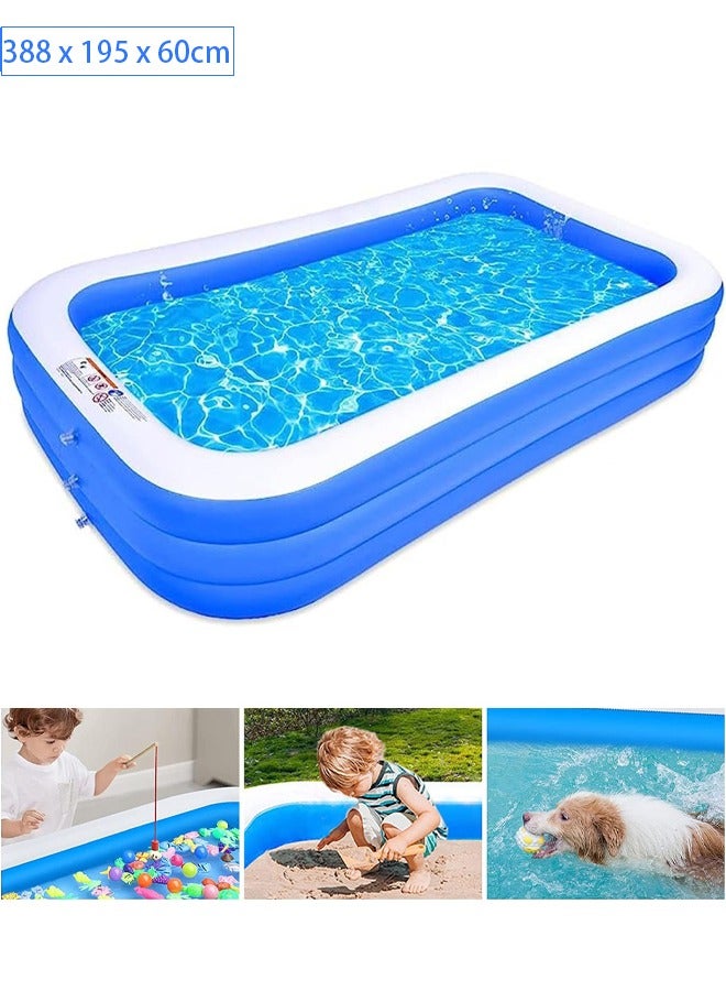 VUCATIN Inflatable Swimming Pool Thickened Full-Sized Above Ground Kiddie Inflatable Family Swimming Lounge Pool Outdoor Toys for Kids & Adults Blow up Pool for Backyard Patio (388*195*60cm（L x W x H）) - Image 1