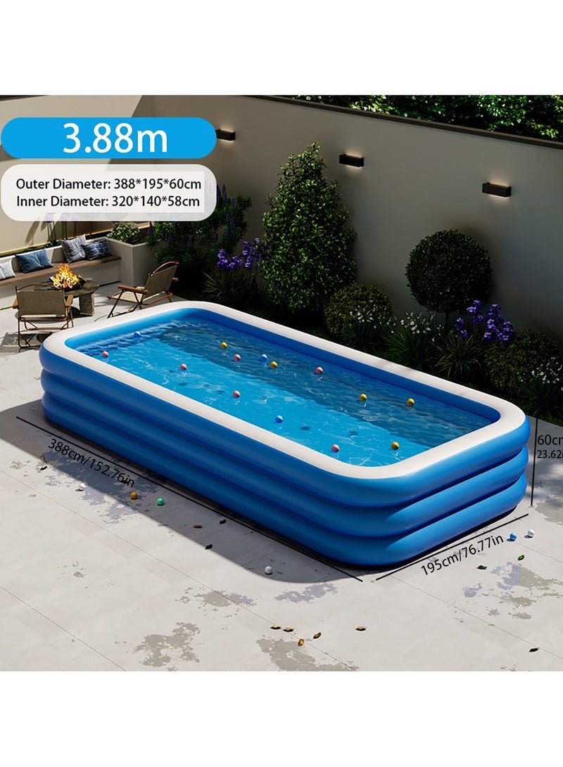 VUCATIN Inflatable Swimming Pool Thickened Full-Sized Above Ground Kiddie Inflatable Family Swimming Lounge Pool Outdoor Toys for Kids & Adults Blow up Pool for Backyard Patio (388*195*60cm（L x W x H）) - Image 2