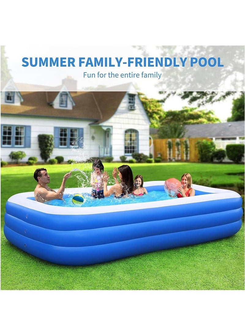 VUCATIN Inflatable Swimming Pool Thickened Full-Sized Above Ground Kiddie Inflatable Family Swimming Lounge Pool Outdoor Toys for Kids & Adults Blow up Pool for Backyard Patio (388*195*60cm（L x W x H）) - Image 3