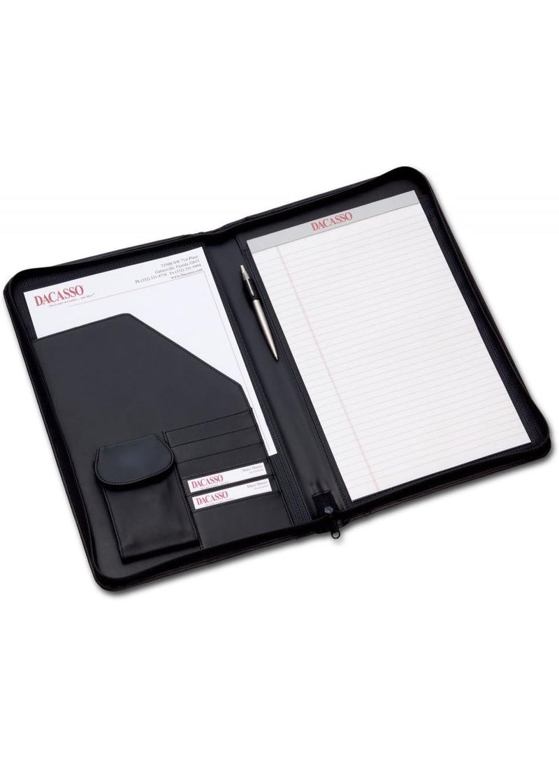 Dacasso Dacasso Deluxe ZipAround Portfolio  Legal Size Black E1003 