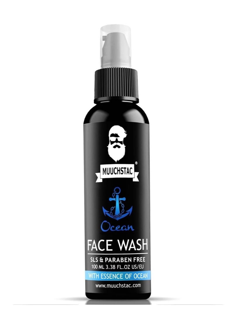MUUCHSTAC Muuchstac Ocean Face Wash for Men | Fight Acne & Pimples, Brighten Skin, Clears Dirt, Oil Control, Refreshing Feel - Multi-Action Formula (100 ml)  - Image 1
