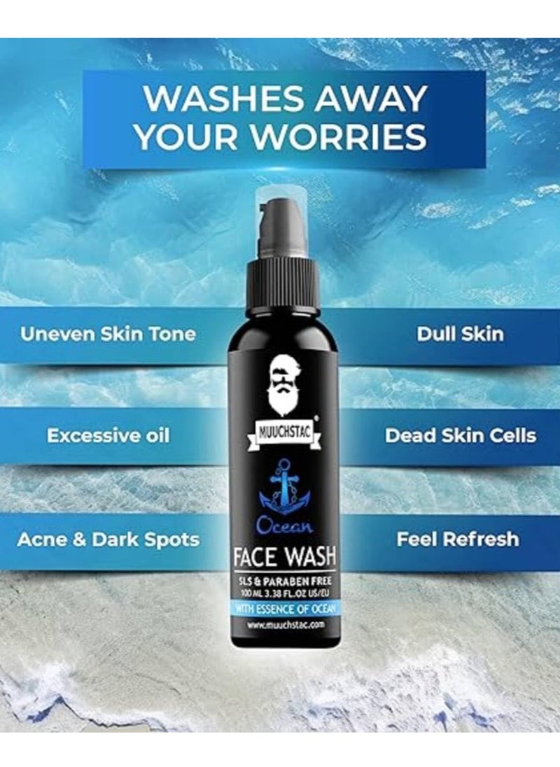 MUUCHSTAC Muuchstac Ocean Face Wash for Men | Fight Acne & Pimples, Brighten Skin, Clears Dirt, Oil Control, Refreshing Feel - Multi-Action Formula (100 ml)  - Image 5