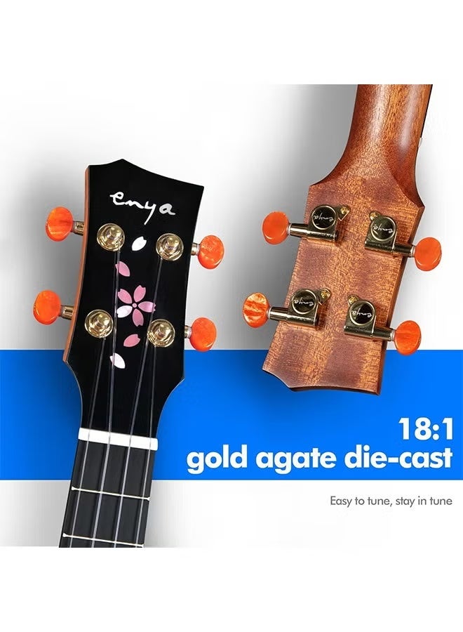 Enya Concert Ukulele 23-inch Solid Mahogany Ukulele, Suitable for Beginners and Adults - Ukulele Set (EUC-MS) - Image 2