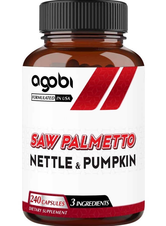 agobi 1000mg Saw Palmetto Supplement with Nettle Leaf & Pumpkin - High Extract Support for Restful Mood, Hair Health, Immune System & Energy Production - 240 Veggie Capsules for 4-Month Suppply - Image 1