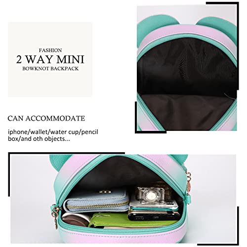 KL928 Girls Mini Backpack Bowknot Polka Dot Cute Small Daypacks Convertible Shoulder Bag Purse for Women - Image 4