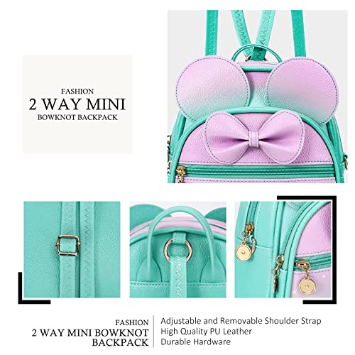 KL928 Girls Mini Backpack Bowknot Polka Dot Cute Small Daypacks Convertible Shoulder Bag Purse for Women - Image 3