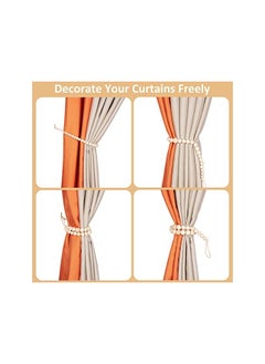 The Bros Wood Bead Curtain Tiebacks, Set of 6 Curtain Holdbacks for Thin or Thick Window Draperies, Boho Farmhouse Curtain Tiebacks with Hooks, Curtain Tie Backs for Home Office Room Decor  - Image 3