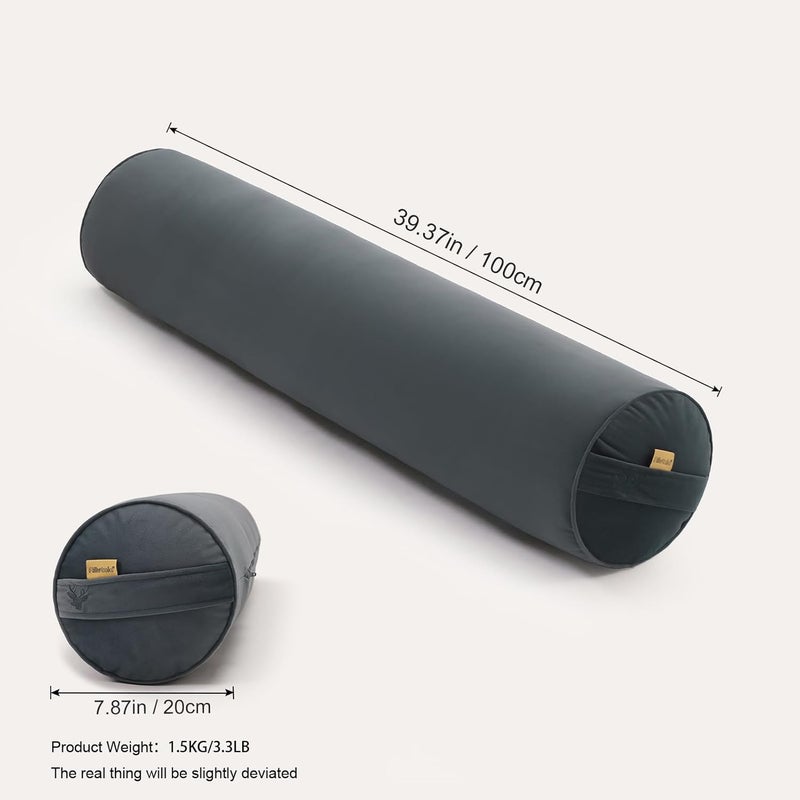 Ailuteie Bolster Pillow for Bed – Long Round Body Pillow for Adults, Cuddle Pillow for Sleeping, Full-Length Support,39.37 x 7.87 Inches,Charcoal Gray - Image 2