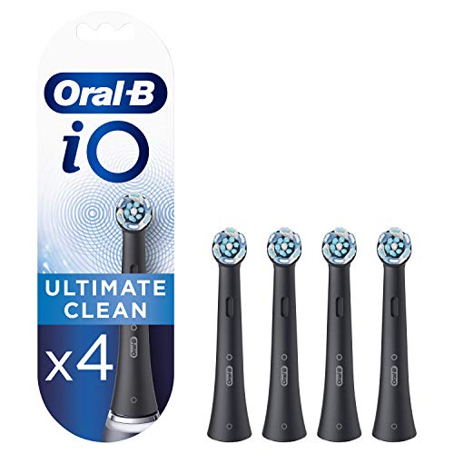 Oral-B OralB iO Ultimate Clean Electric Toothbrush Head Twisted Angled Bristles for Deeper Plaque Removal Pack of 4 Suitable for Mailbox Black