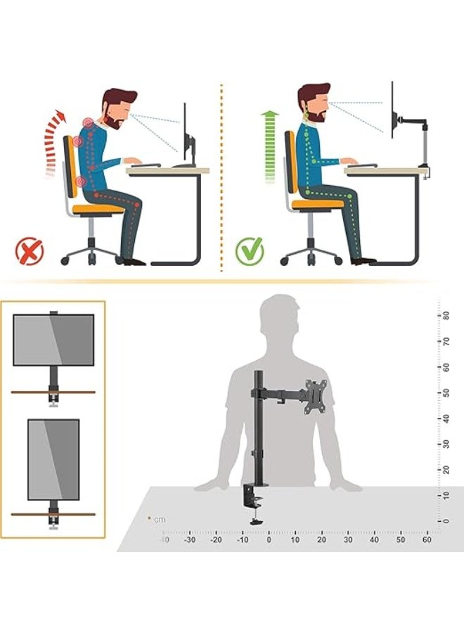 Professional single monitor stand (desk arm) - Supports monitors up to 32 inches (10 kg load capacity) - Full VESA 100x100 compatibility - Easy to install for home and office - Image 5